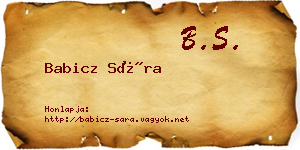 Babicz Sára névjegykártya
